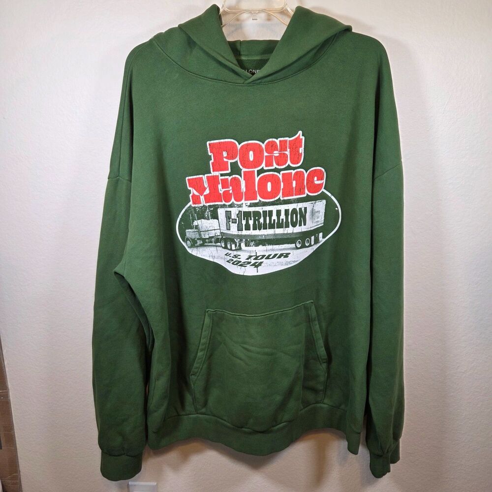 Post Malone F-1 Trillion US Tour 2024 Green Hoodie 3XL Official Posty Co